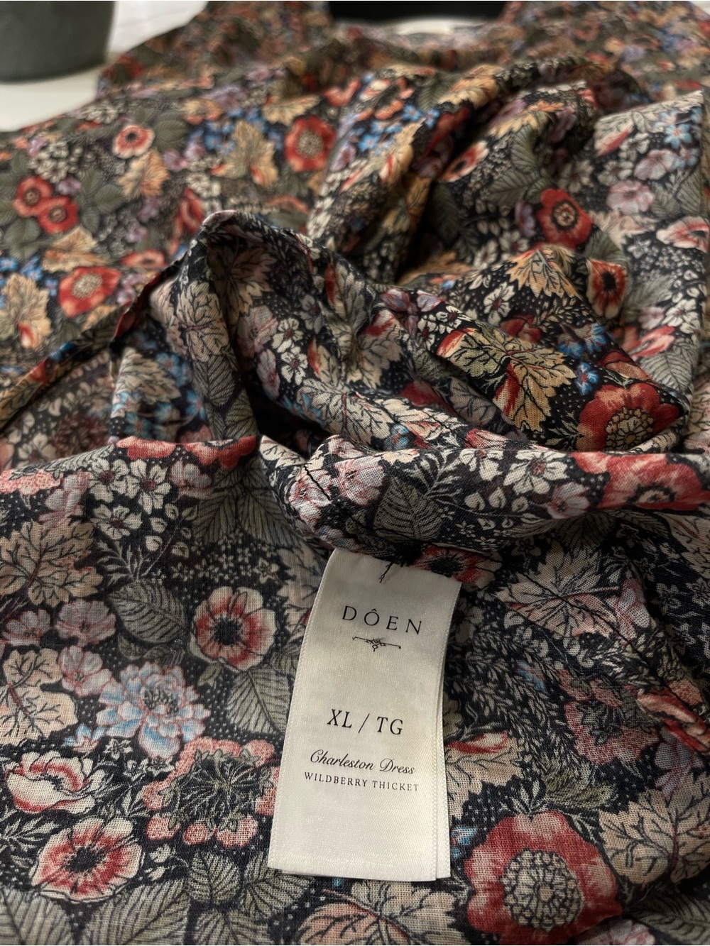 DOEN Charleston Floral Long Sleeve Cotton Maxi Dress Wildberry Thicket Size L - Picture 12 of 16